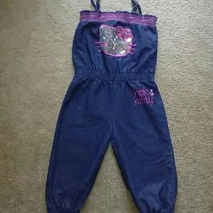 Kids girls Hello Kitty size 5 denim jumpsuit